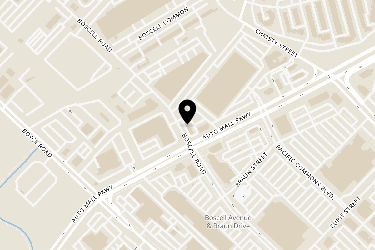 Map showing the location of Sunfish Poke Bar on 5625 Auto Mall Pkwy in Fremont